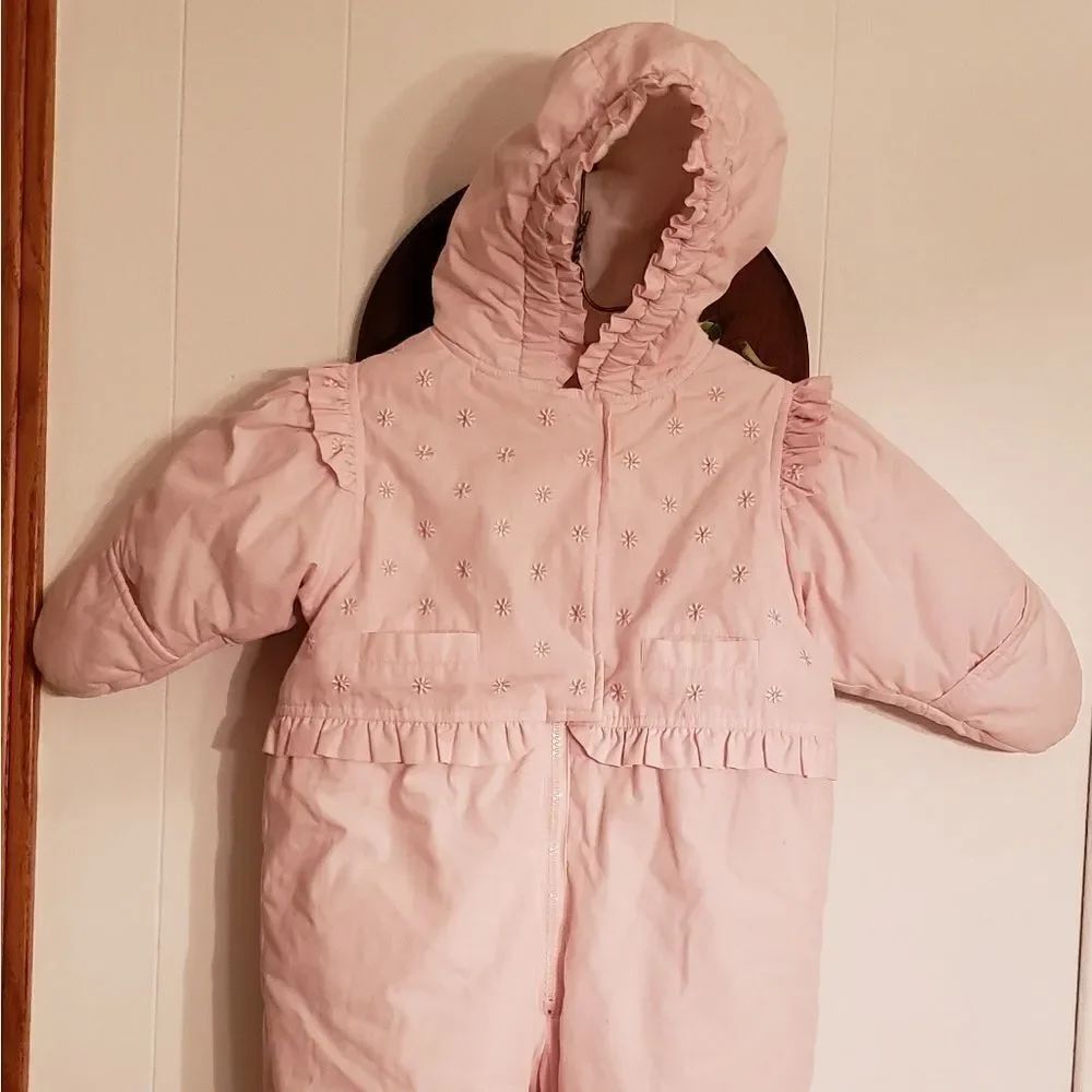 Adorable Pink Infant Snowsuit Sz. 0-9 Months